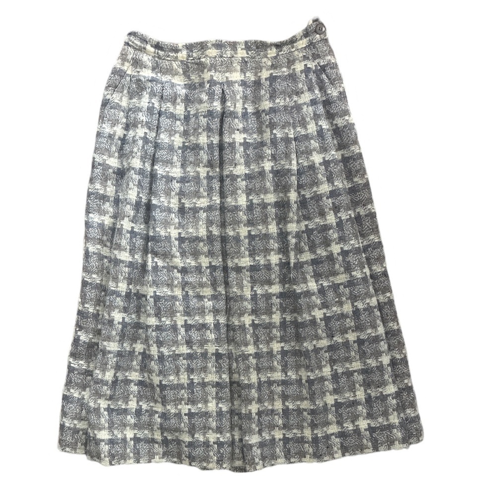 Vintage wool/Mohair Scottish Pleated Skirt- neutral tones -Medium